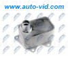 CCL-AU-005, NTY, Теплообменник масляного фильтра Audi A3, A4, Q3, Q5, VW Golf 5, 6, Passat, T5, T6 Skoda 1.8-2.0 07->